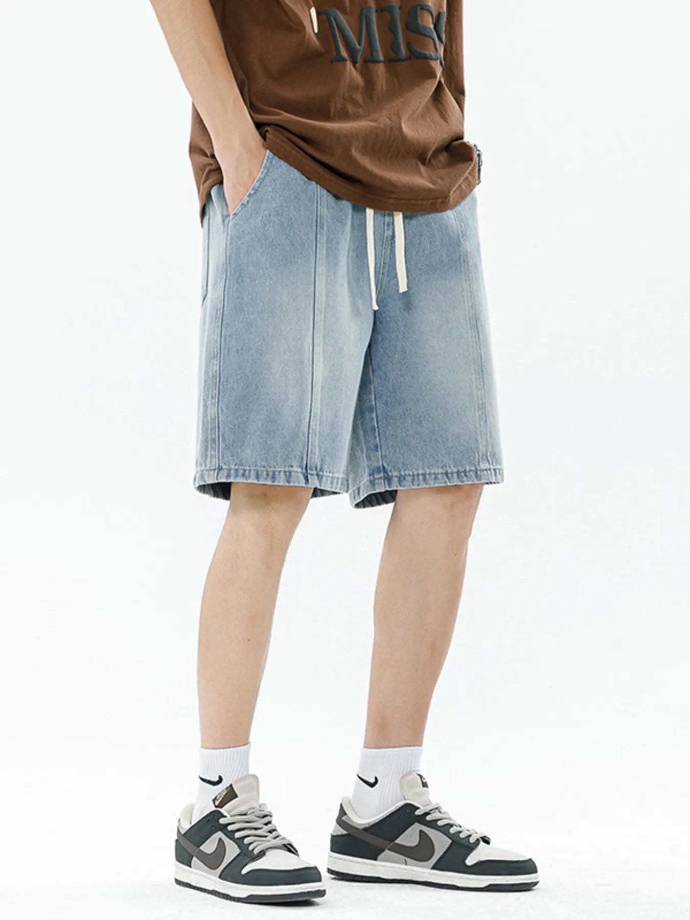 Men's Full Size Gradient Wash Denim Shorts Plus Size