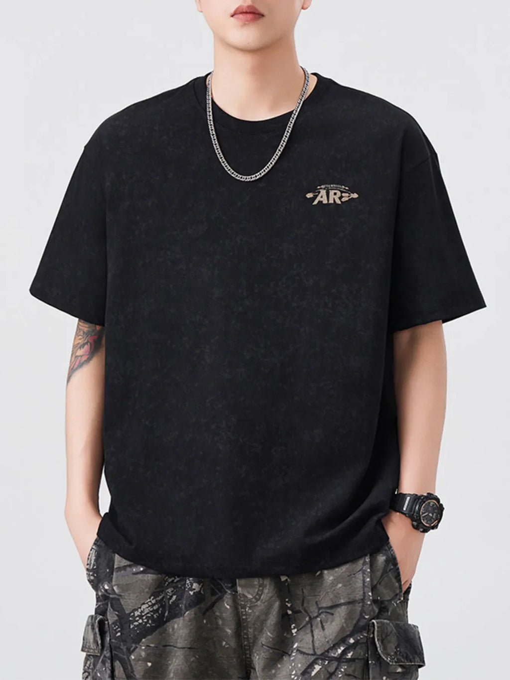 Men's Plus Size Letter Round Neck Short Sleeve T-Shirt