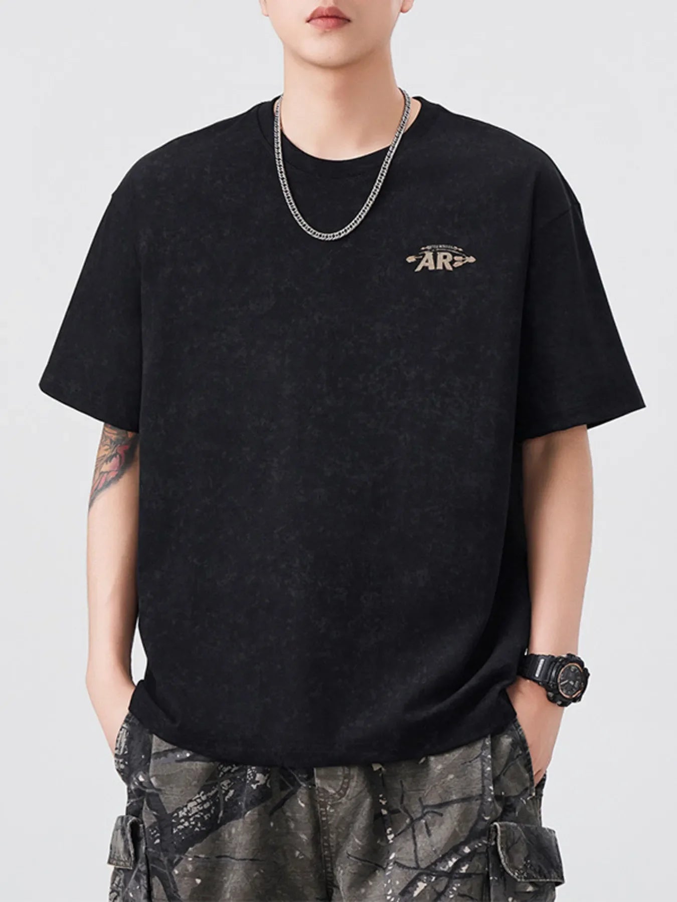 Men's Plus Size Letter Round Neck Short Sleeve T-Shirt