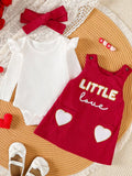Children's Ruffled Bodysuit and Dress Set with Headband