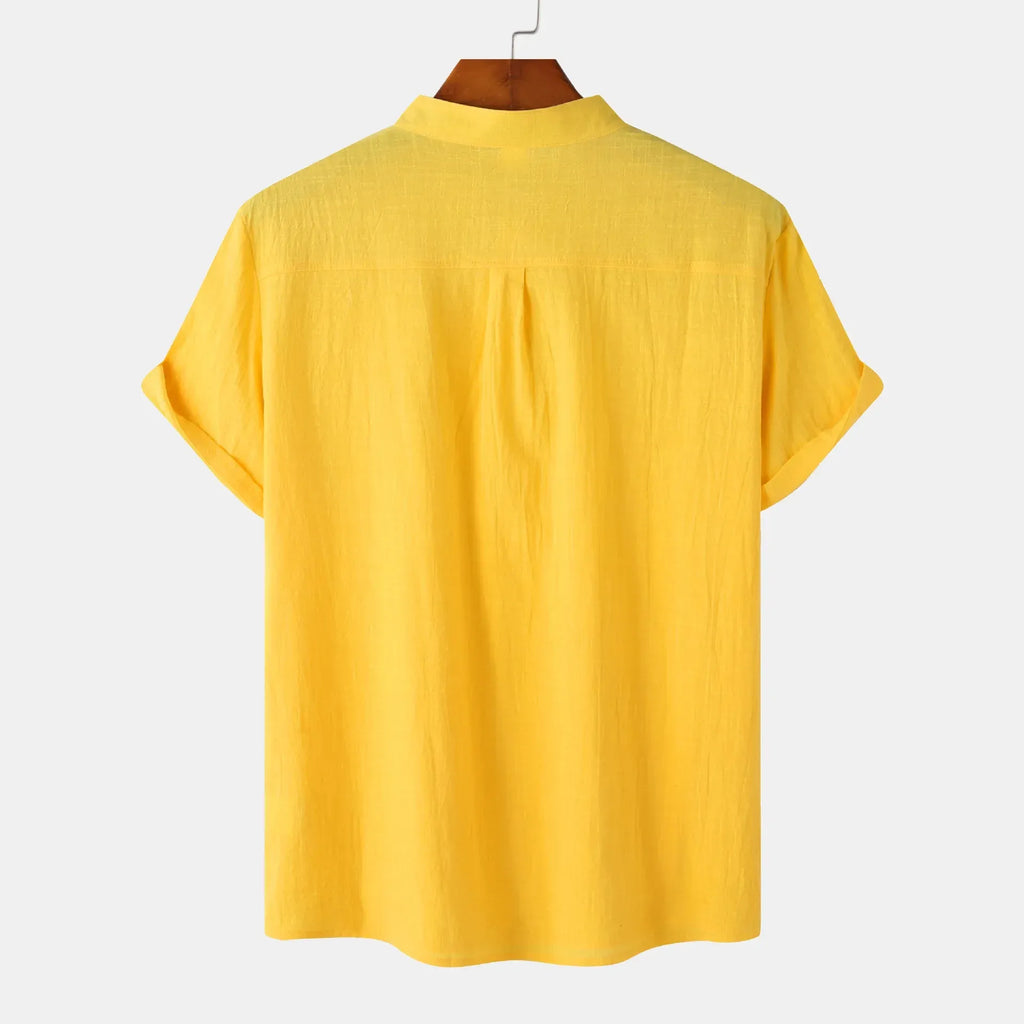 Men's Mandarin Collar Short Sleeve Henley Shirt