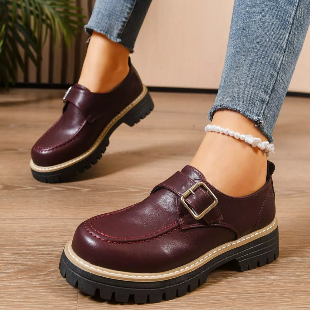 Round Toe Buckle Loafers