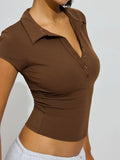 Collared Neck Short Sleeve Top