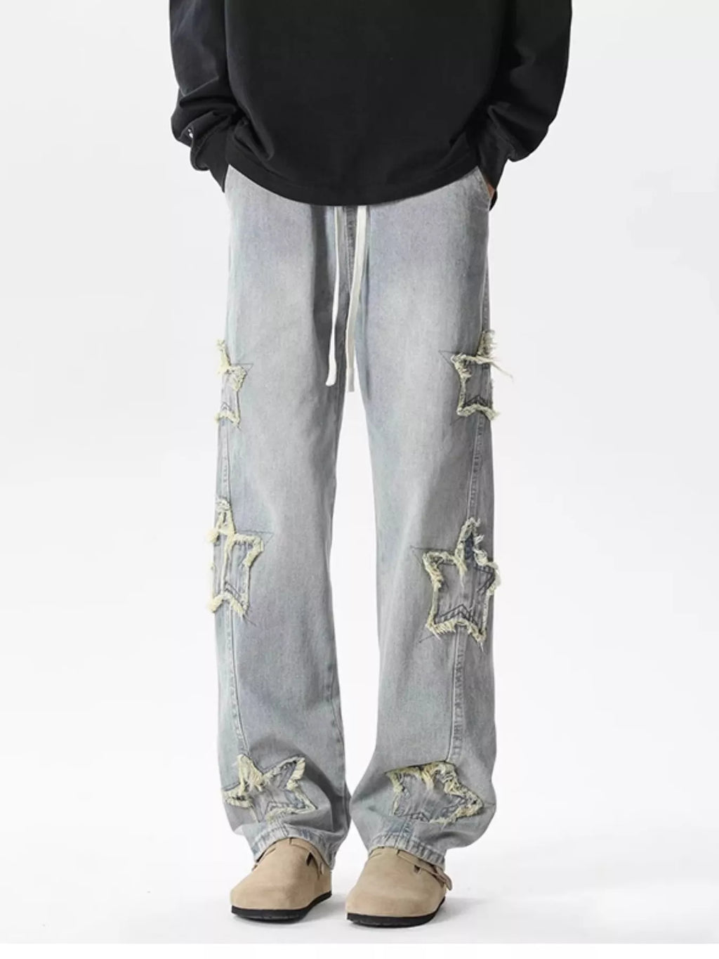 Men's Full Size Star Wide Leg Jeans Plus Size