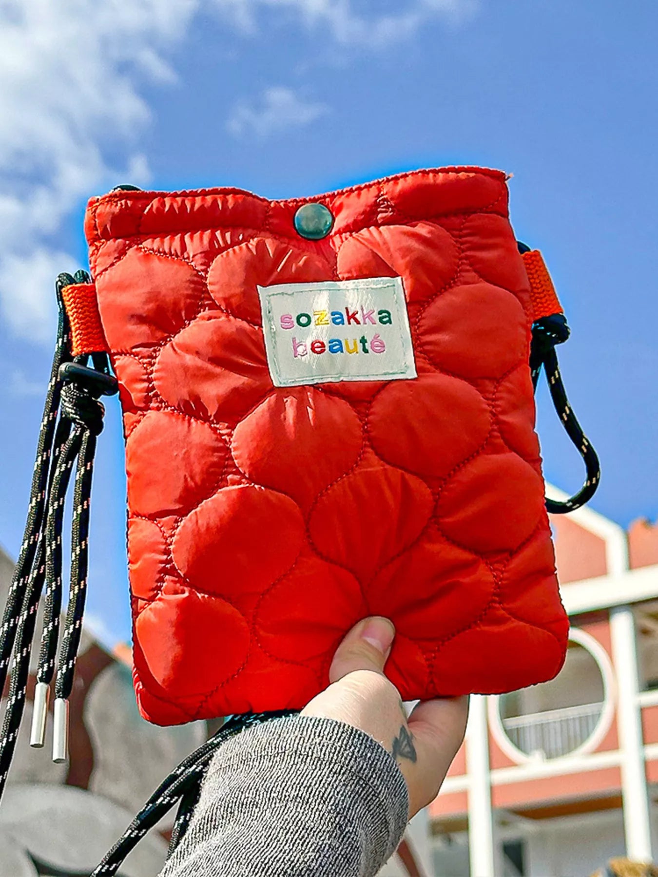 Quilted Padded Crossbody Bag with Adjustable Strap