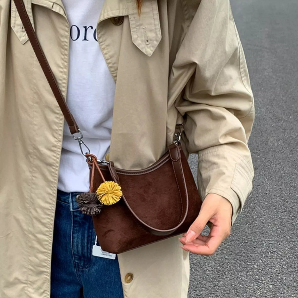 Suede Crossbody Bag with Adjustable Shoulder Strap