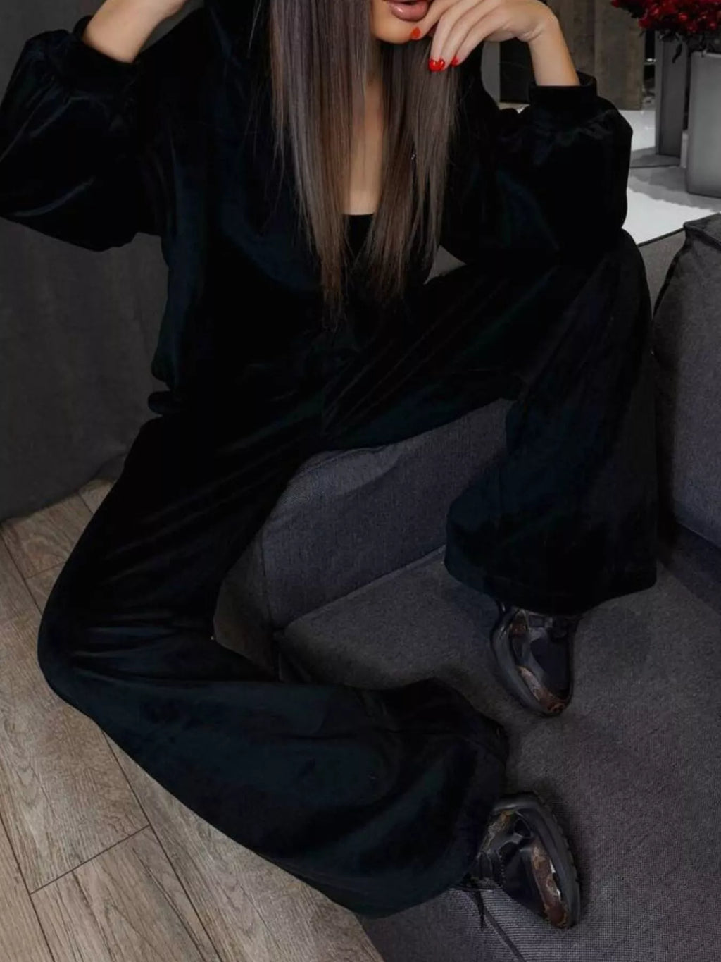 Zip Up Cropped Outerwear and Pants Set
