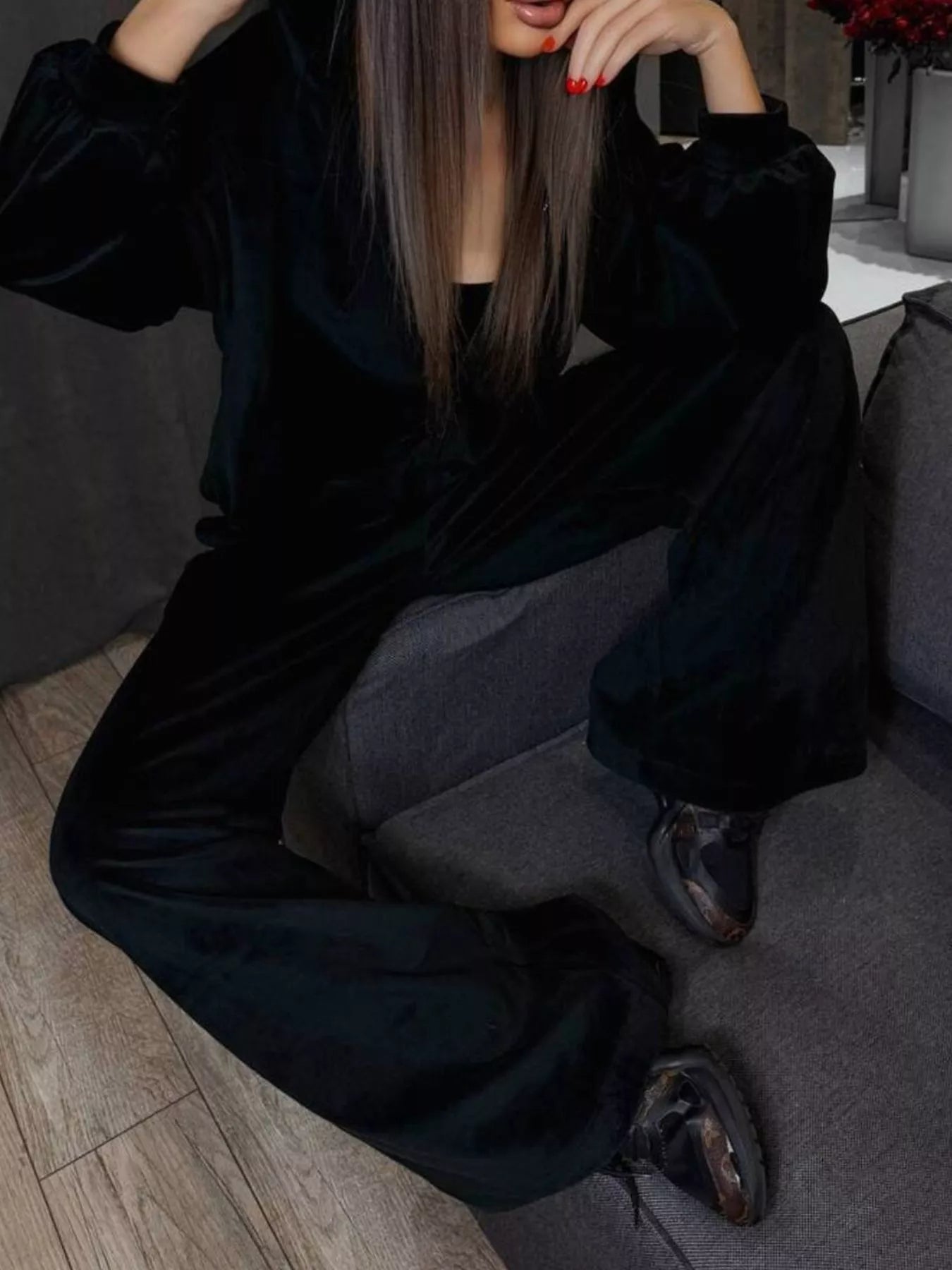 Zip Up Cropped Outerwear and Pants Set
