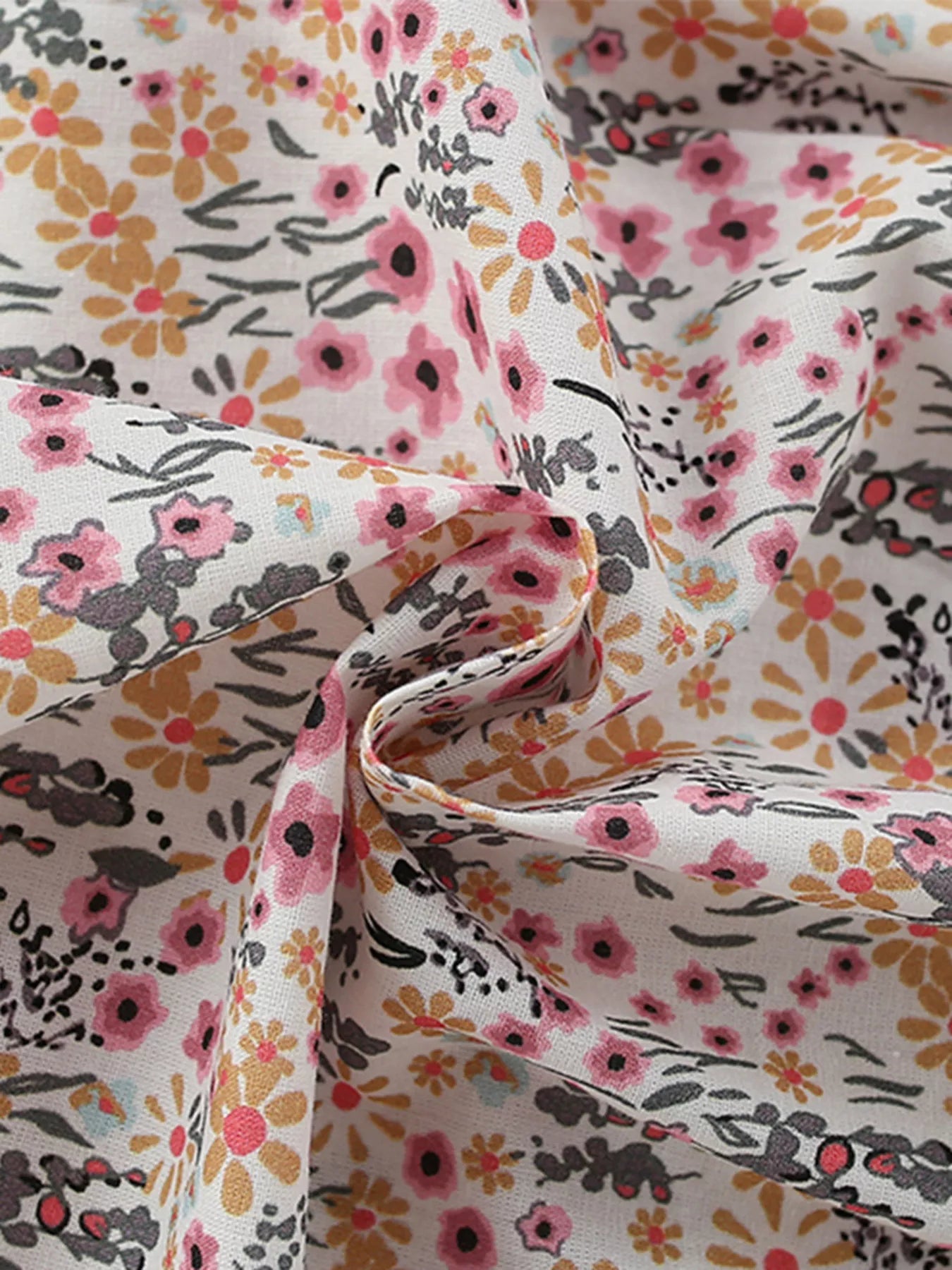 Children's Floral Print Button-Front Ruffle Sleeve Dress