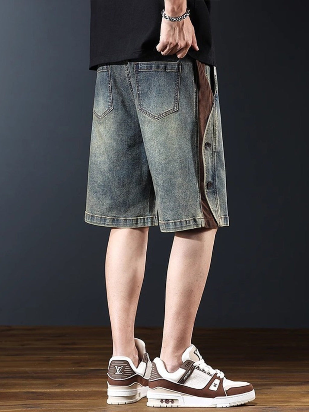 Men's Plus Size Wide Leg Denim Shorts