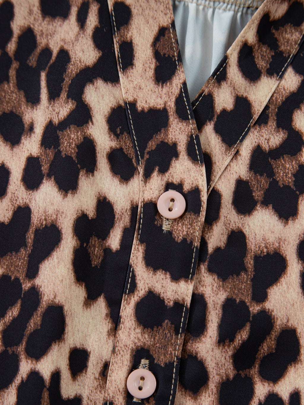 Leopard Print Lace Trim Short Sleeve Shirt