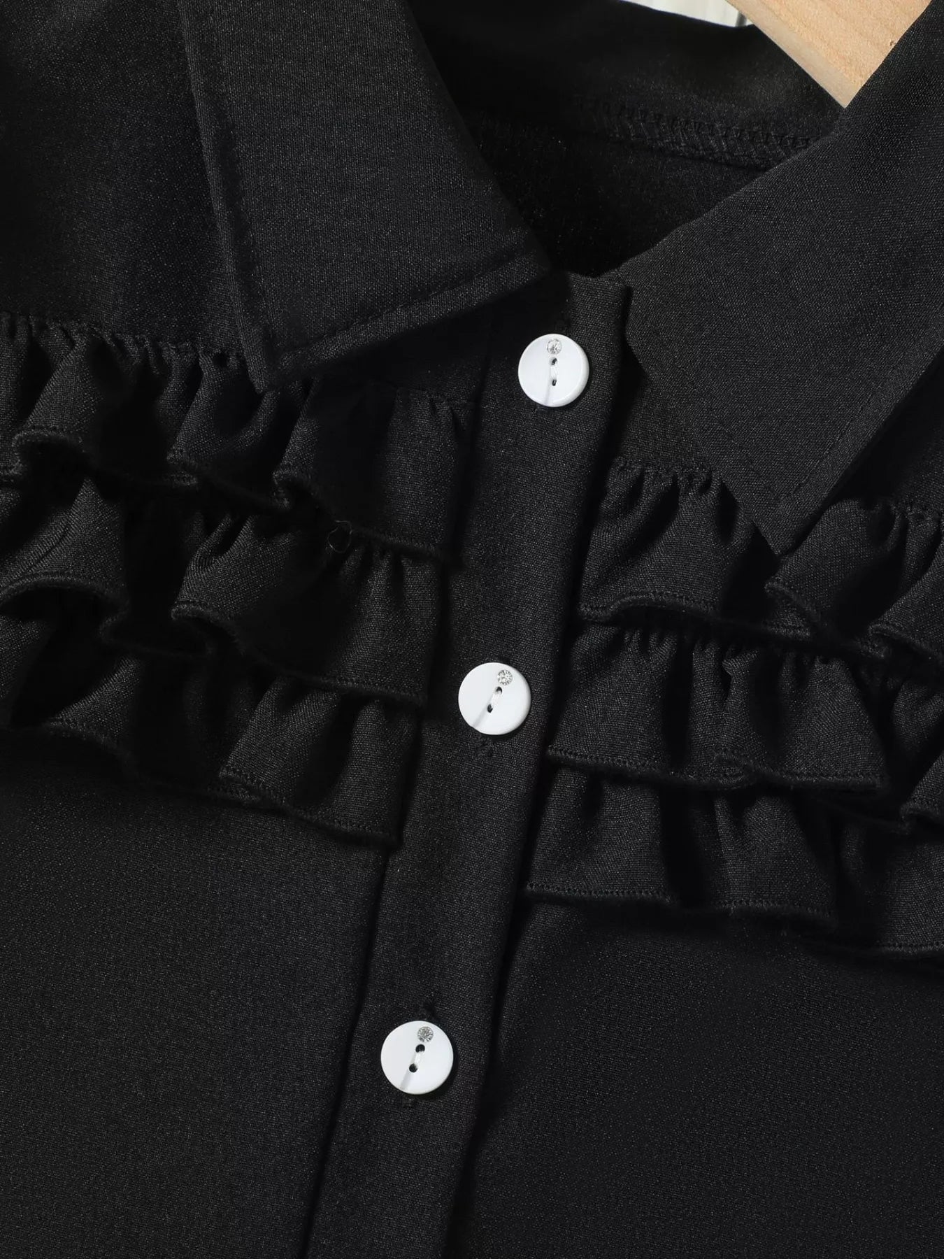 Children's Ruffle Trim Puff Sleeve Top & Pleated Skirt Set