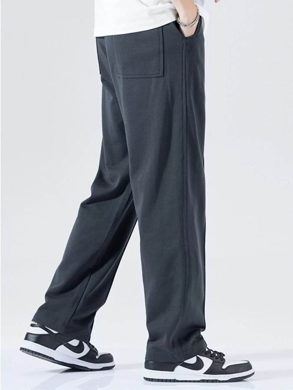 Men's Full Size Casual Drawstring Wide Leg Sweatpants Plus Size