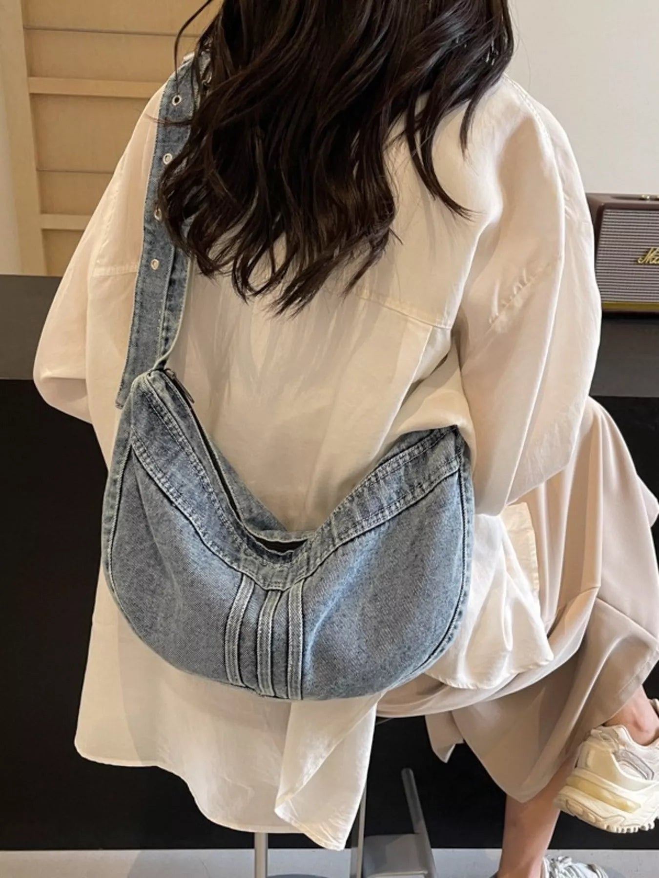Denim Adjustable Strap Crossbody Bag