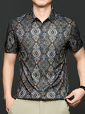 Men's Plus Size Printed Short Sleeve Blouse