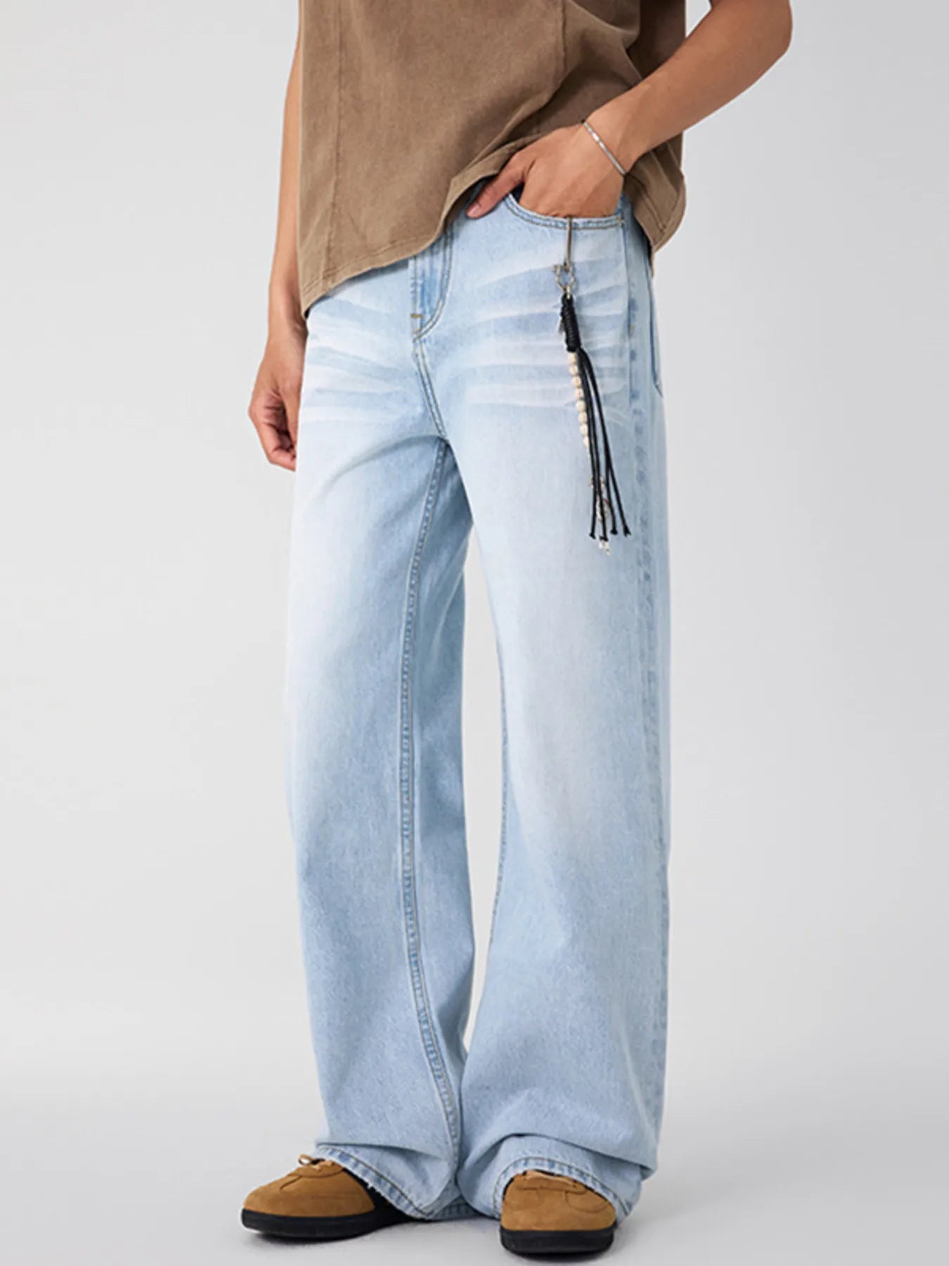 Men's Wash Wide Leg Jeans