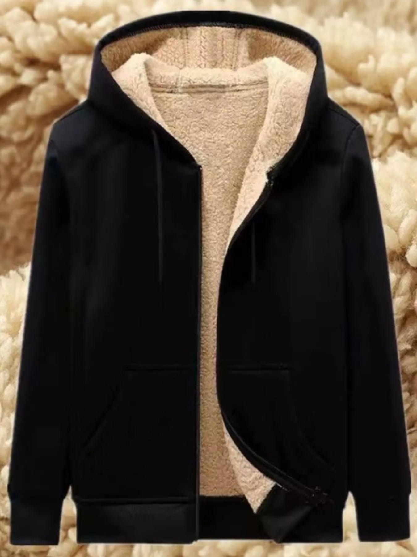 Men's Full Size Fleece Lined Zip-Up Hooded Outerwear Plus Size