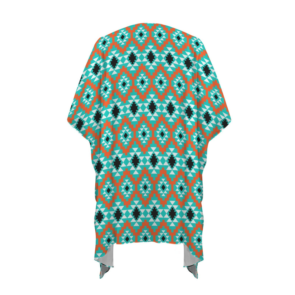 Baha Ranch Turquoise Aztec Duster Kimono Coverup