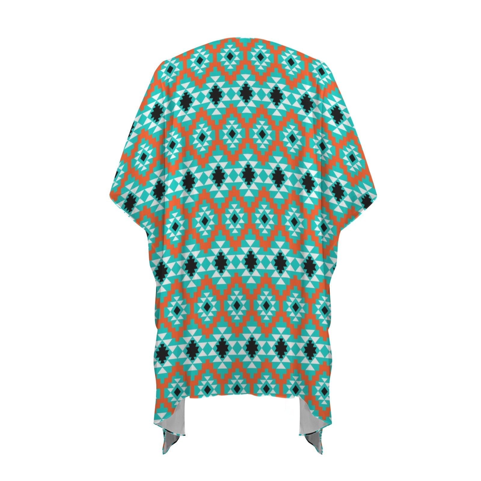 Baha Ranch Turquoise Aztec Duster Kimono Coverup