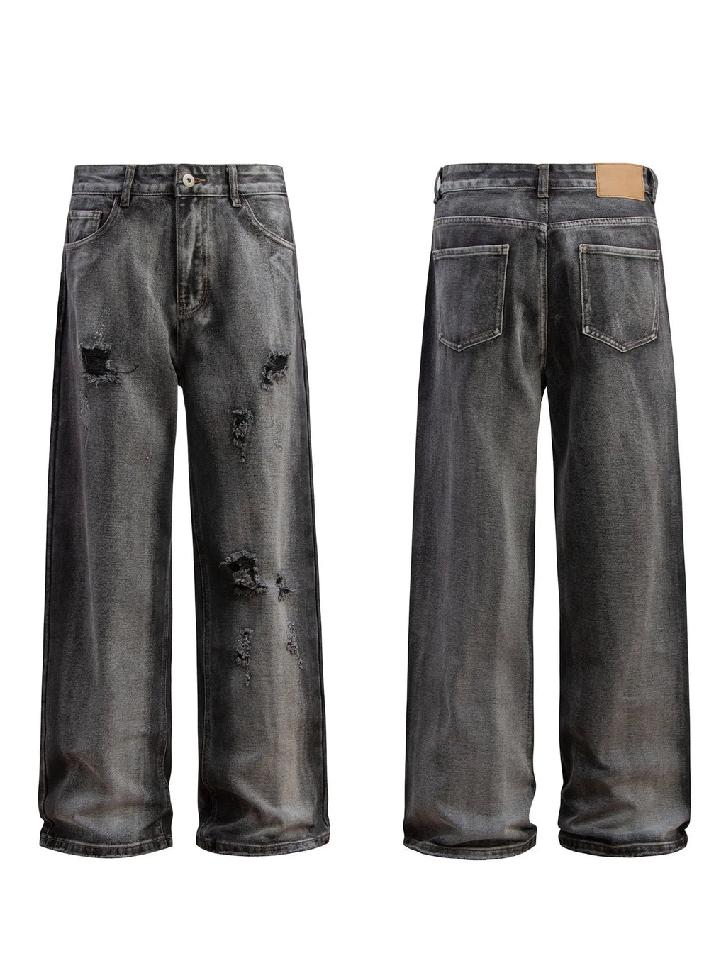 Men's Distressed Wide-Leg Jeans