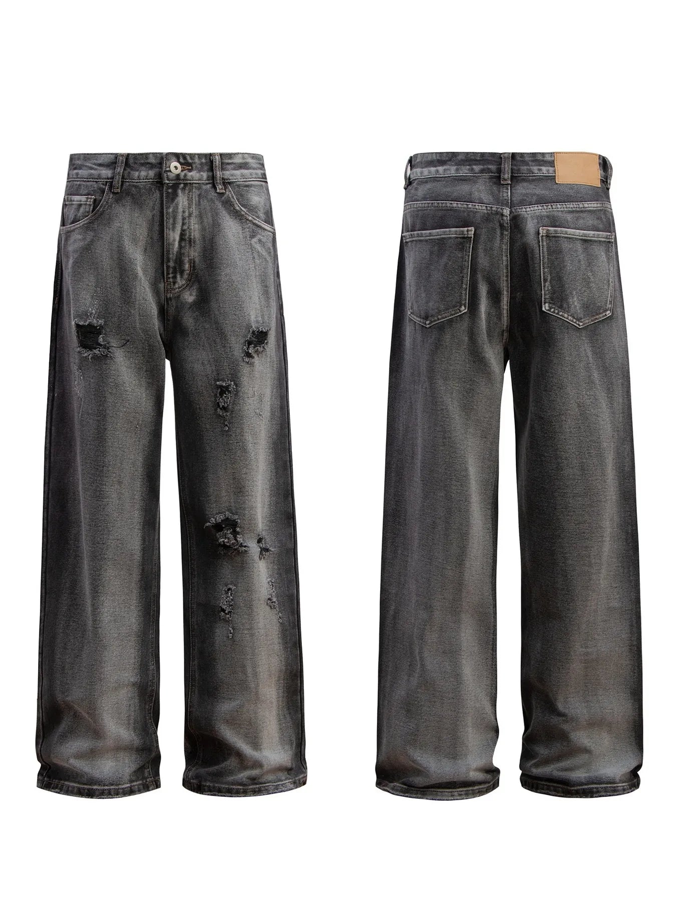 Men's Distressed Wide-Leg Jeans