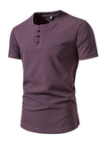 Men's Plus Size Casual Button Henley T-Shirt