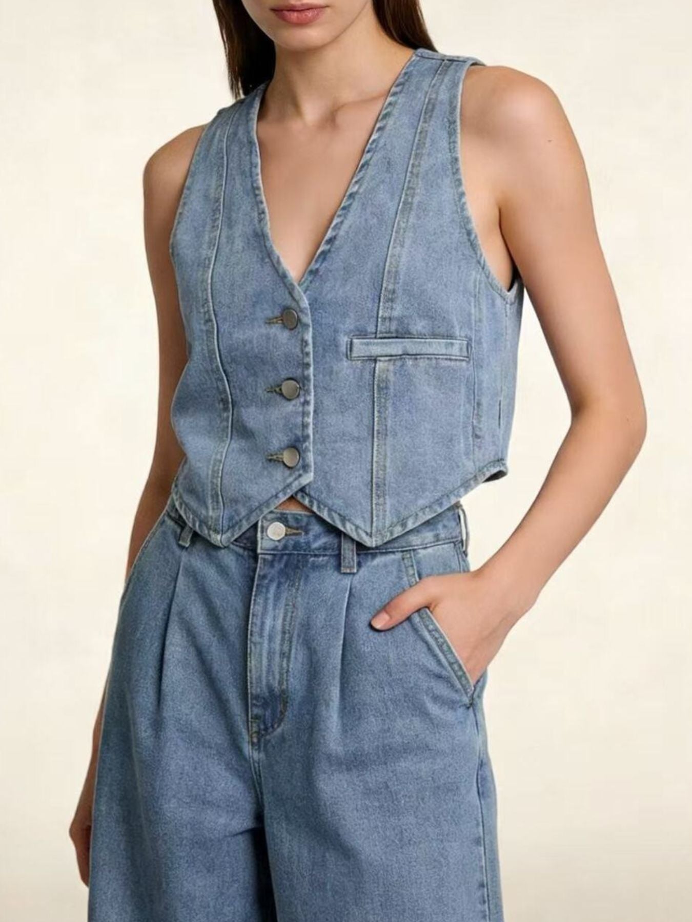 Button-Down Denim Vest