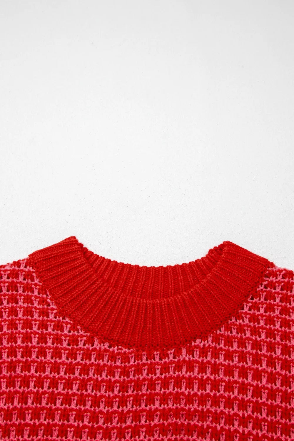 Stripe Wavy Crochet Eyelet Detail Ruffle Half Sleeve Sweater