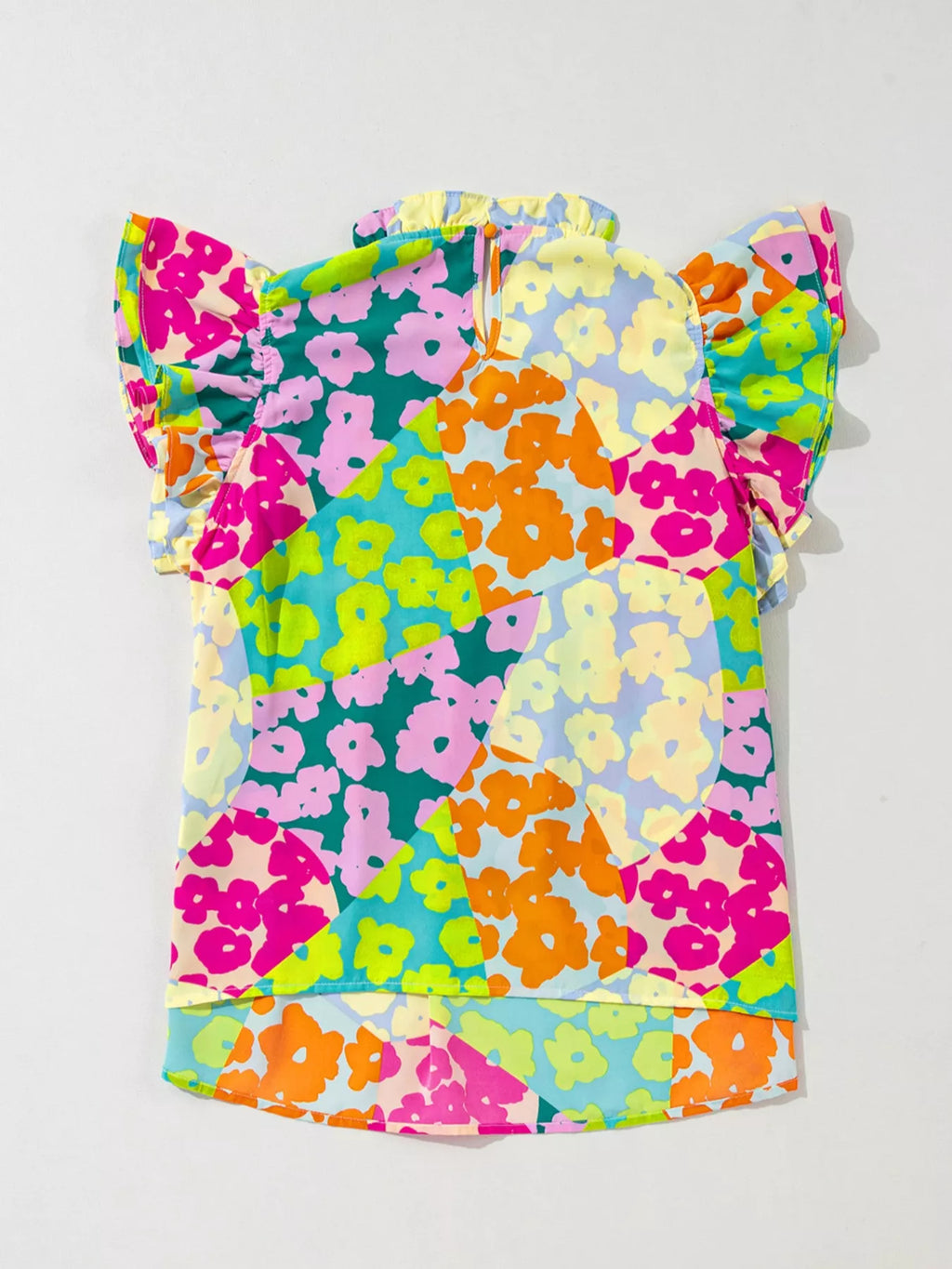 Printed Ruffled Cap Sleeve Blouse