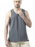 Men's Plus Size Distressed Hem Round Neck Tank