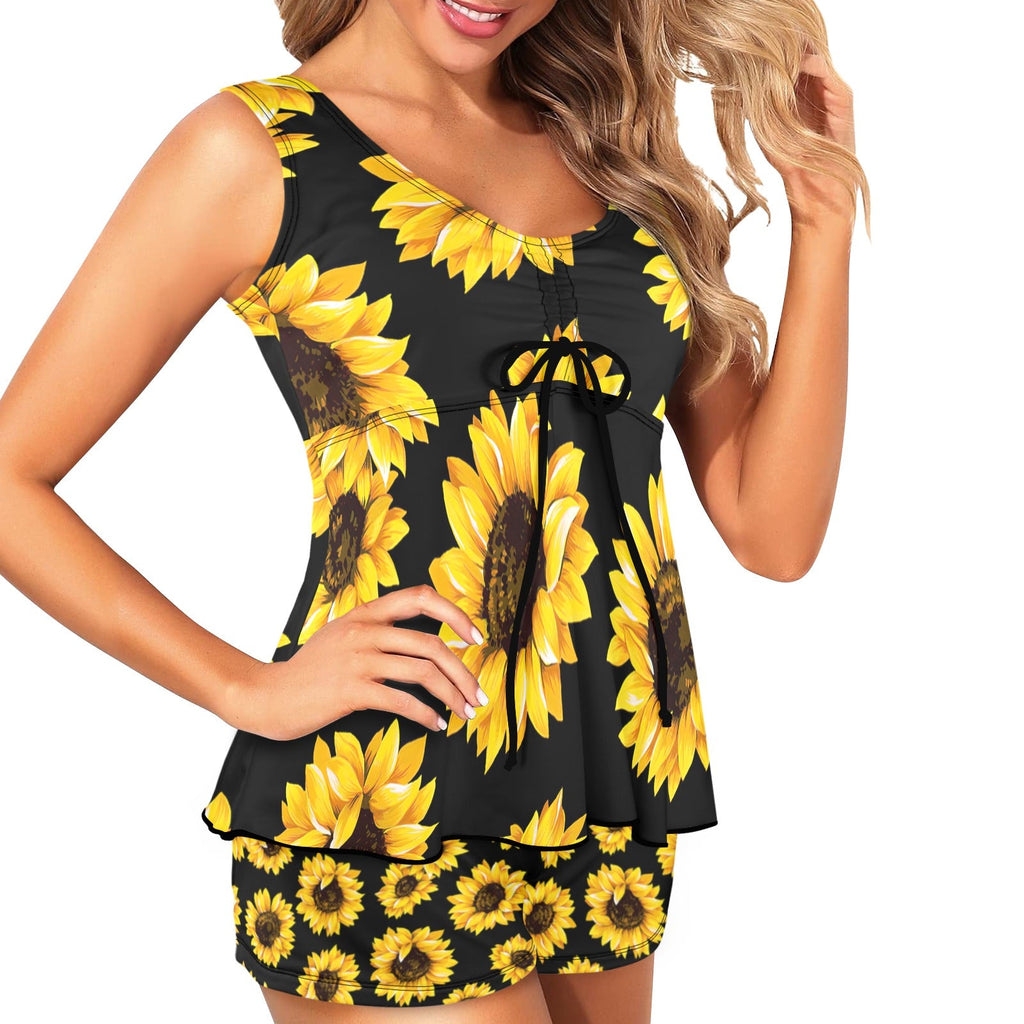 Baha Ranch Sunflowers Tankini & Boy Shorts Swim Set