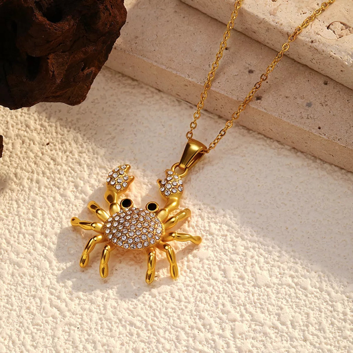 18K Gold-Plated Crab Pendant Necklace