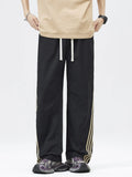 Men's Full Size Casual Loose Fit Drawstring Pants with Side Stripes Plus Size
