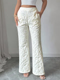 Textured High Waist Wide Leg Pants