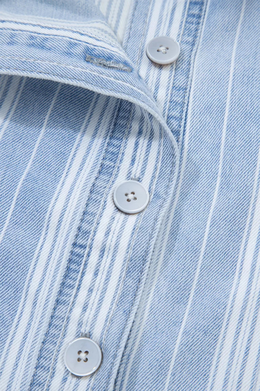 Stripe Boyfriend Chest Pocket Classic Denim Shacket