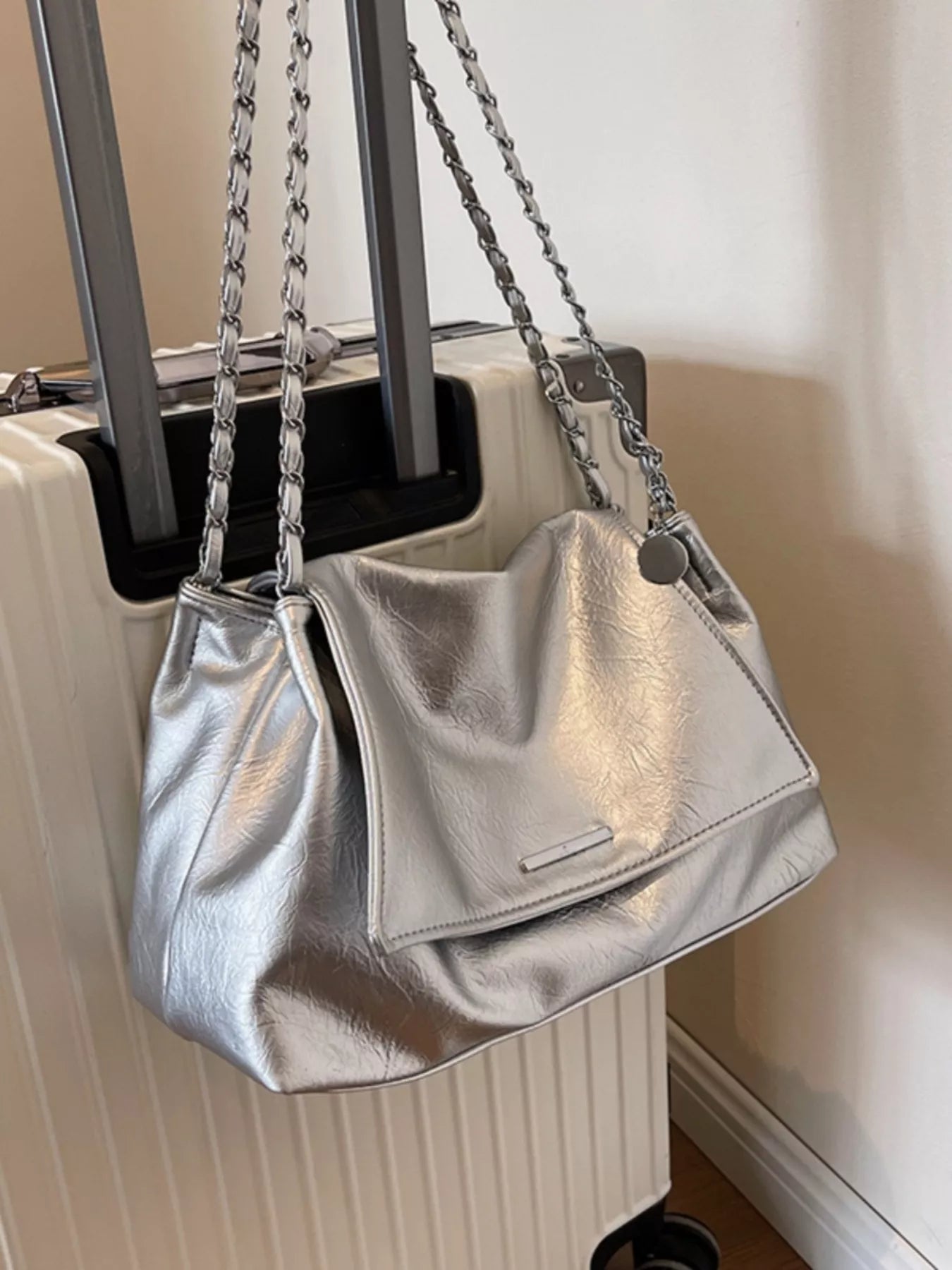 Chain Accent Flap Shoulder Bag