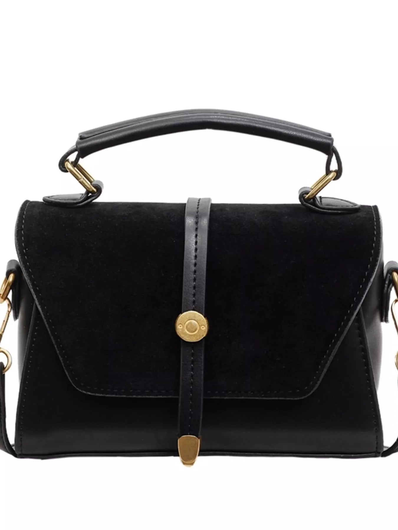 Vintage Suede Flap Crossbody Bag