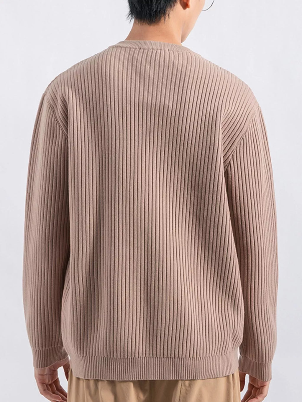 Men's Plus Size Ribbed Button Detail Knit Top