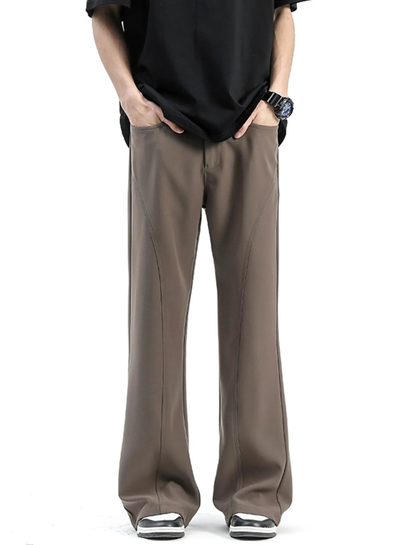 Men's Full Size Relaxed Fit Flare Leg Pants Plus Size