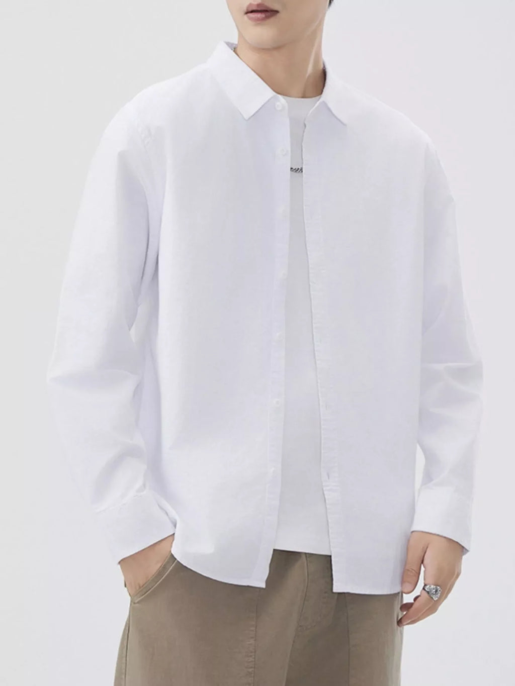 Men's Plus Size Long Sleeve Button-Up Shirt