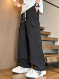 Men's Plus Size Loose Fit Cargo Pants with Drawstring