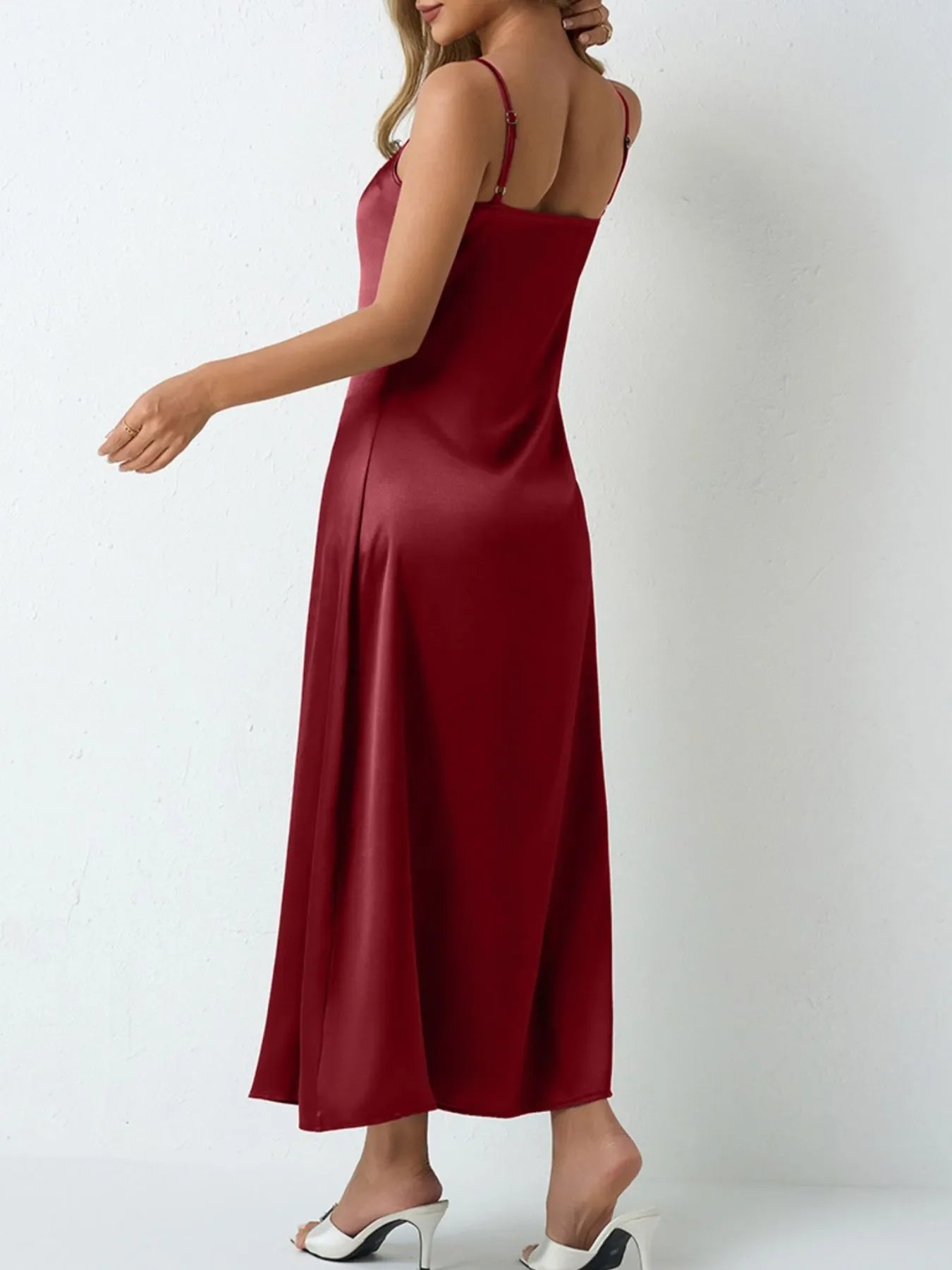 Satin Cowl Neck Cami Dress