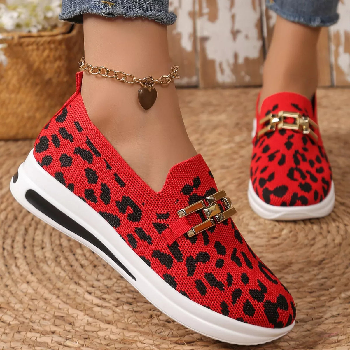 Leopard Round Toe Slip-Ons