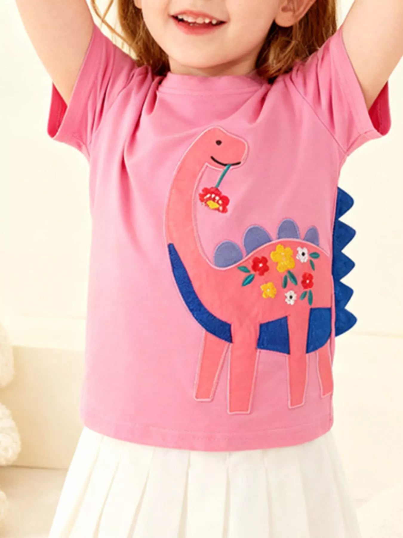Children's Dinosaur Embroidered Short Sleeve T-Shirt