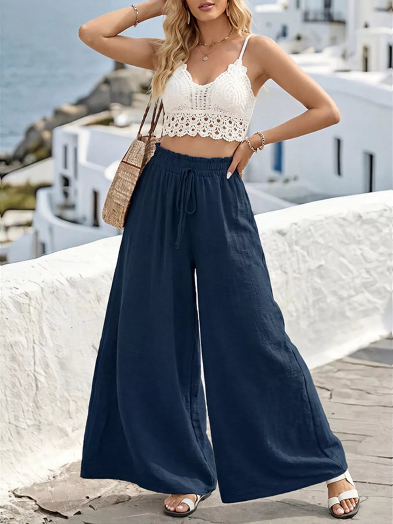 Wide Leg Drawstring Pants