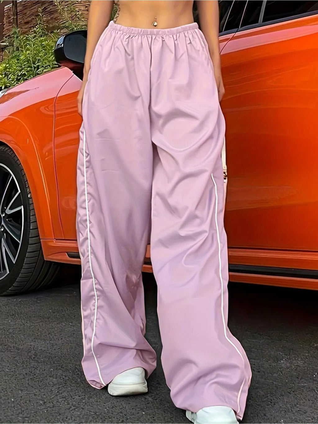 Elastic Waist Wide Leg Pants