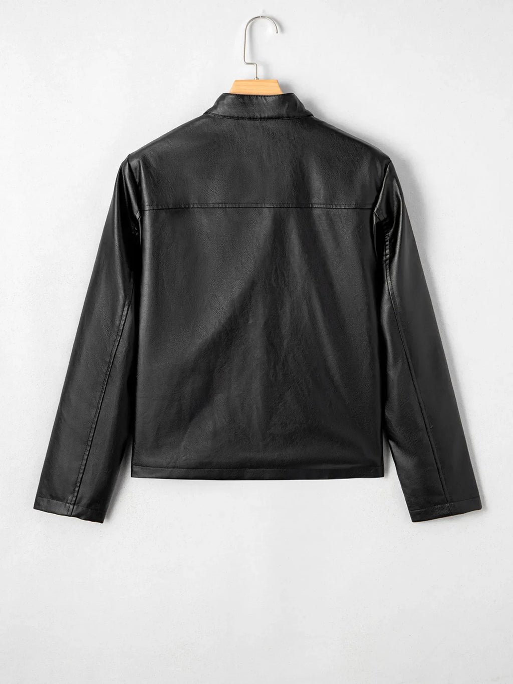 Faux Leather Buttoned Front Boxy Jacket