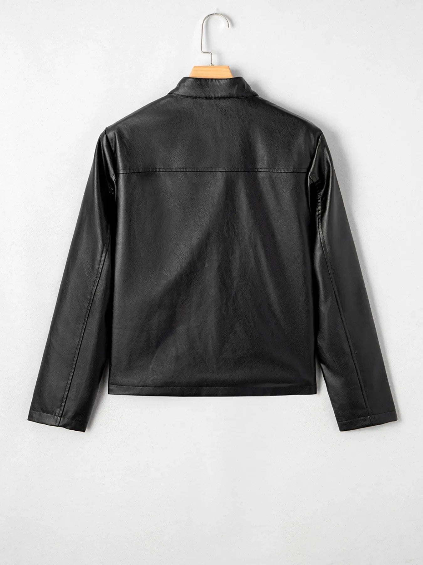 Faux Leather Buttoned Front Boxy Jacket