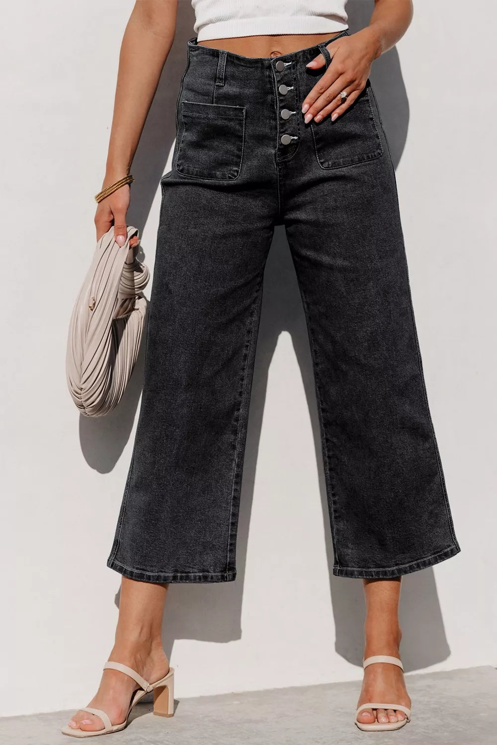 High-Waisted Button-Fly Wide-Leg Jeans