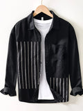 Men's Plus Size Striped Button Up Long Sleeve Shirt